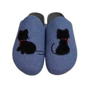Mandèl felt wool cat slippers Blue Slip on Size 37 New House Shoes